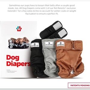 Pet Parents® Washable Dog Diapers (3pack)+ extenders Female (X-Small, Natural)